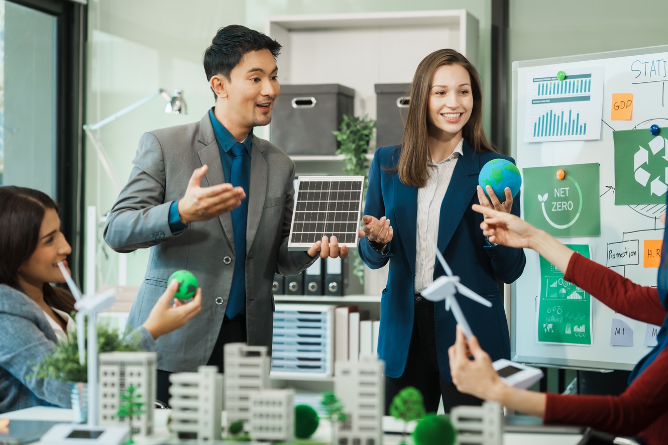 group of experts brainstorming on green innovations